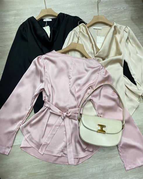 Satin Cowl Neck Top